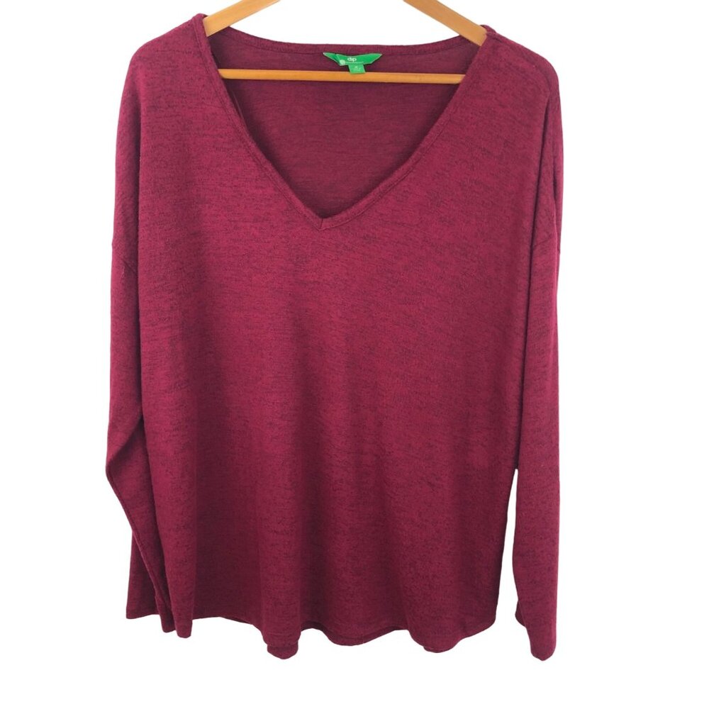 Dip Women's Size Medium Burgundy Long Sleeve V Neck Sweater